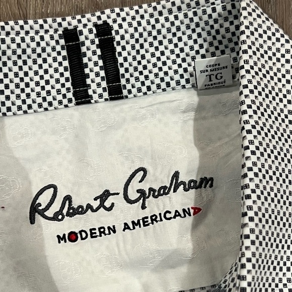 Robert Graham XL TG Speckled Black Pattern Dress Button Front Shirt Lux - Picture 7 of 9